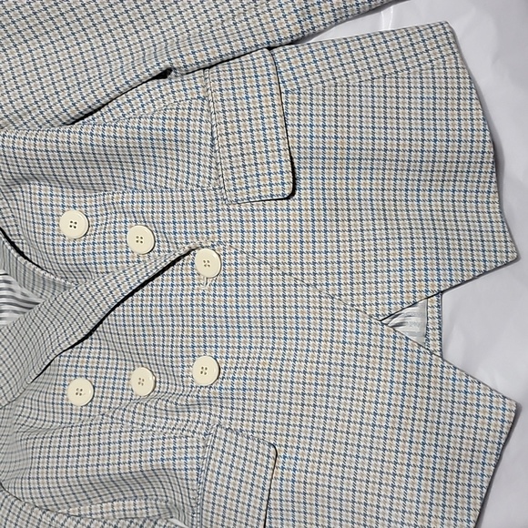 Nwt Veronica Beard Empire Dickey Jacket Blazer Plaid Houndstooth Blue Tan - Picture 4 of 10